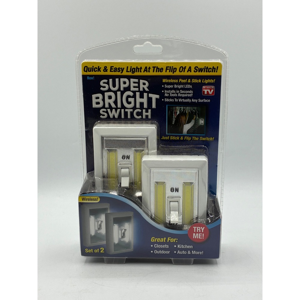 Ontel Super Bright Switch Wireless LED Peel & Stick Night Light Set of 2 White